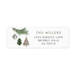 Boho Christmas Ornaments Minimalist Modern Return Address Label