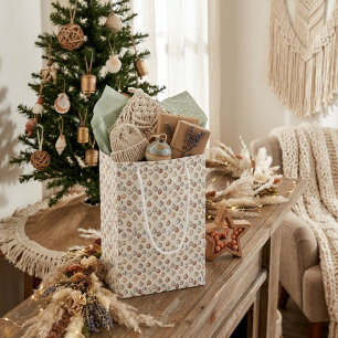 Boho Christmas Ornaments Warm Vintage Winter Medium Gift Bag