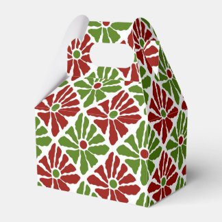 Boho Christmas Poinsettia Flowers Bold Red Green Favour Box