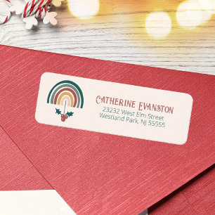 Boho Christmas Rainbow Return Address Label