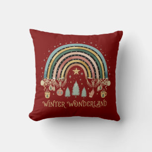 Boho Christmas Rainbow Winter Wonderland Cushion