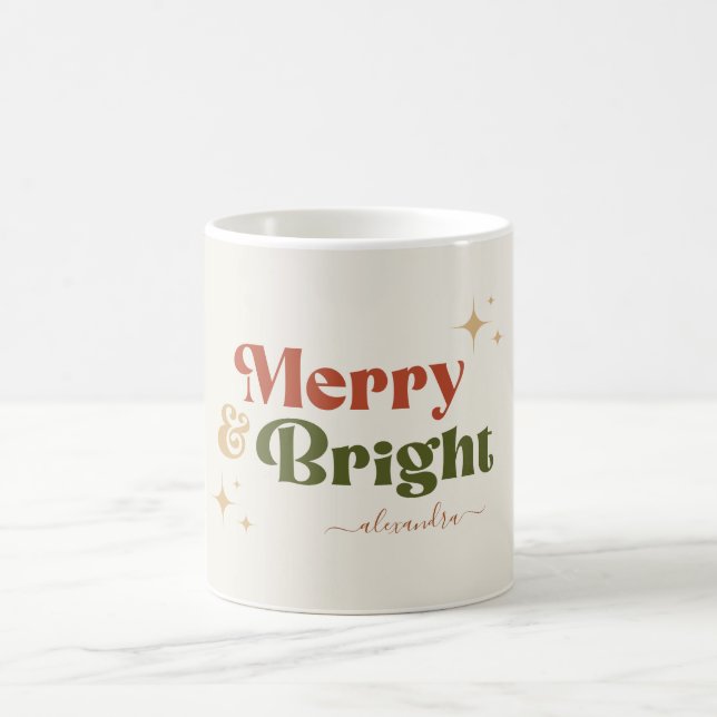 Boho Christmas Retro Holiday Coffee Mug (Center)