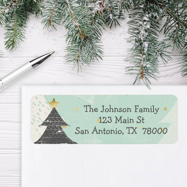 Boho Christmas Return Address Return Address Label (Modern Christmas Return Address Sticker)