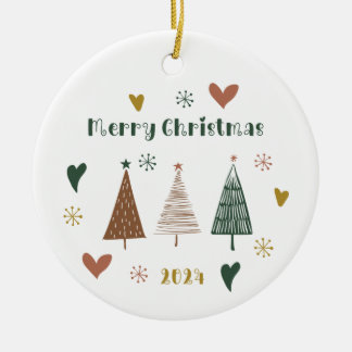 Boho Christmas Tree Ceramic Ornament