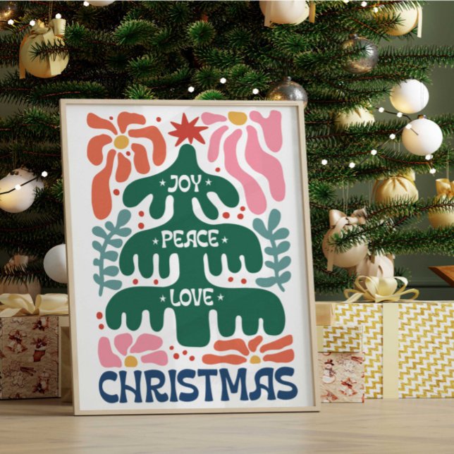 Boho Christmas Tree Joy Peace Love Colourful Poster (Creator Uploaded)