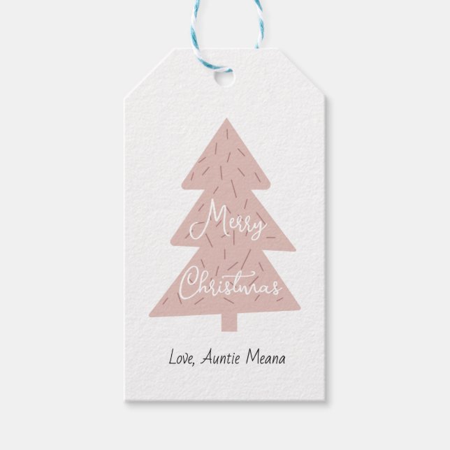 Boho Christmas Tree Merry Christmas Gift Tag (Front)