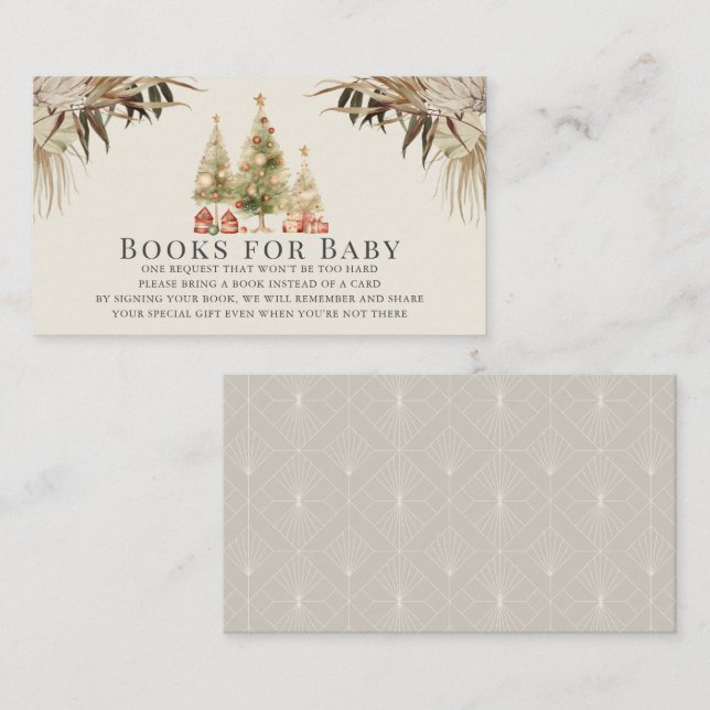 Boho Christmas Trees Baby Shower Book Request Enclosure Card (Front/Back)
