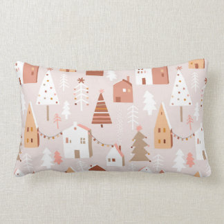 Boho Christmas Village Lumbar Pillow