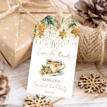 Boho Christmas winter bridal shower tea party favo Gift Tags<br><div class="desc">Christmas winter themed bridal shower tea party favour thank you gift tags,  watercolor cup of tea with snowflakes poinsettia and cookies pine branches modern casual font winter bridal shower favour gift tags</div>
