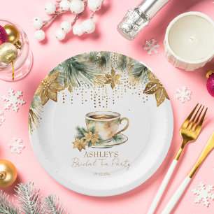 Boho Christmas winter bridal shower tea party Paper Plate