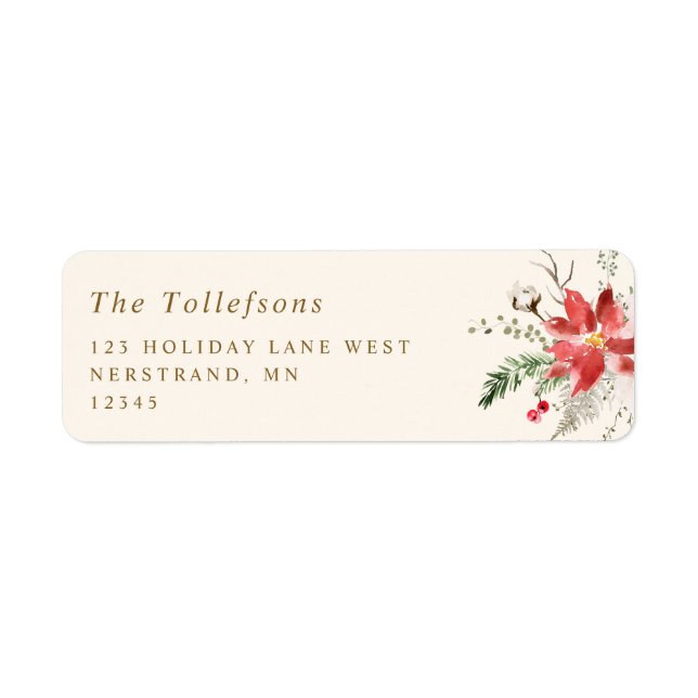 Boho Christmas Woodsy Elegant Return Address Label (Front)