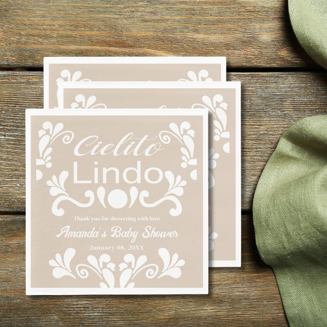 Boho Cielito Lindo Mexican Baby Shower Napkin (Creator Uploaded)