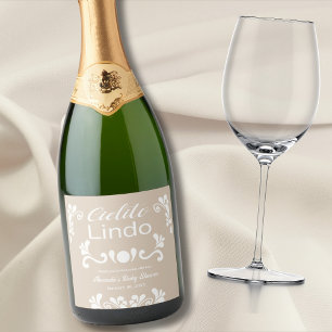 Boho Cielito Lindo Mexican Baby Shower Sparkling Wine Label