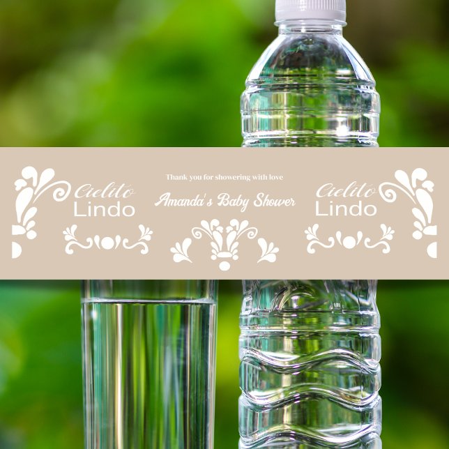 Boho Cielito Lindo Mexican Baby Shower Water Bottle Label (Creator Uploaded)