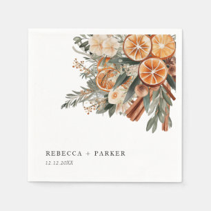 Boho cinnamon Winter botanical wedding custom Napkin