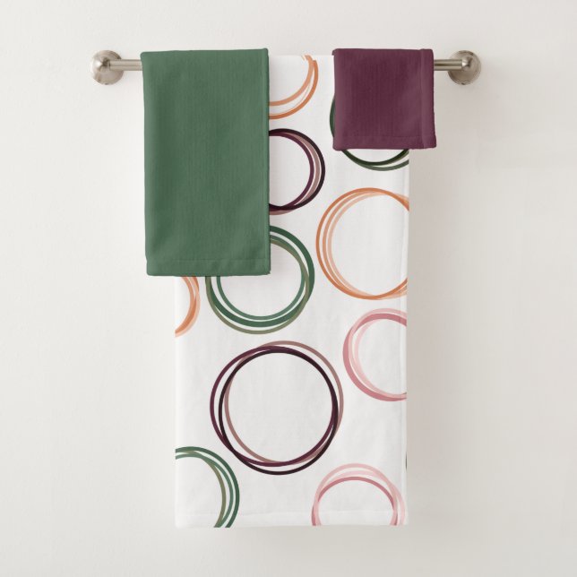Boho Circles  Bath Towel Set (Insitu)