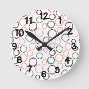 Boho Circles  Round Clock