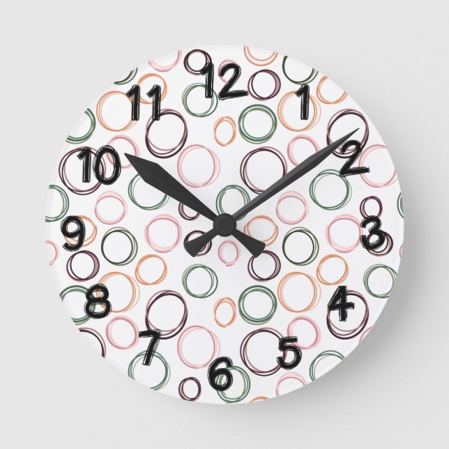 Boho Circles  Round Clock (Front)