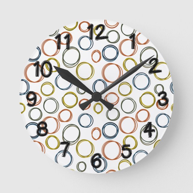 Boho Circles  Round Clock (Front)
