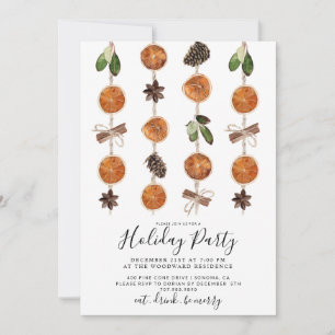 Boho Citrus and Spice Holiday Party  Invitation