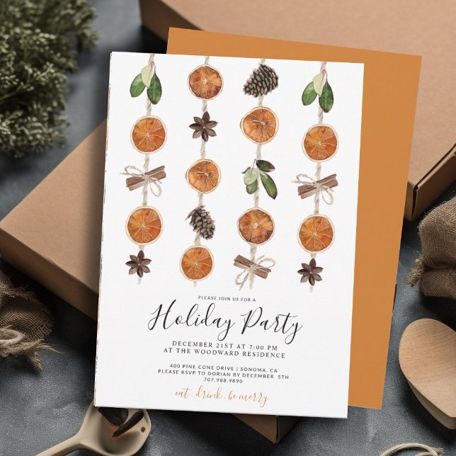 Boho Citrus and Spice Holiday Party  Invitation (Creator Uploaded)