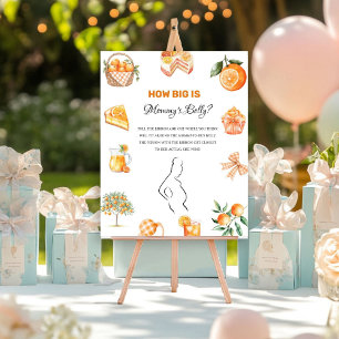 Boho Citrus Orange How big Mummy' baby Shower sign
