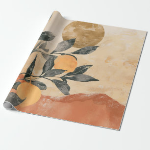 Boho Citrus Tree with Sun and Mountains Wrapping Paper