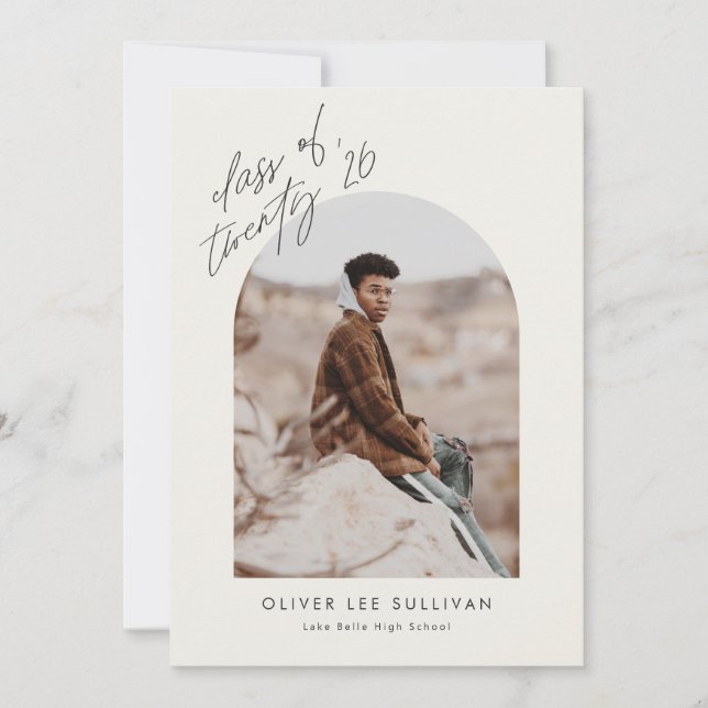 Boho Class of 2025 Arch Photo Graduation Invitation (Front)