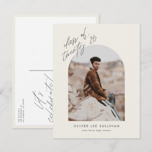 Boho Class of 2025 Arch Photo Graduation Invitation Postcard