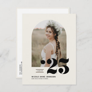 Boho Class of 2025 Arch Photo Graduation Invitation Postcard