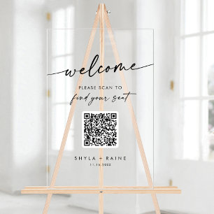 Boho Clear QR Code Acrylic Wedding Seating Chart