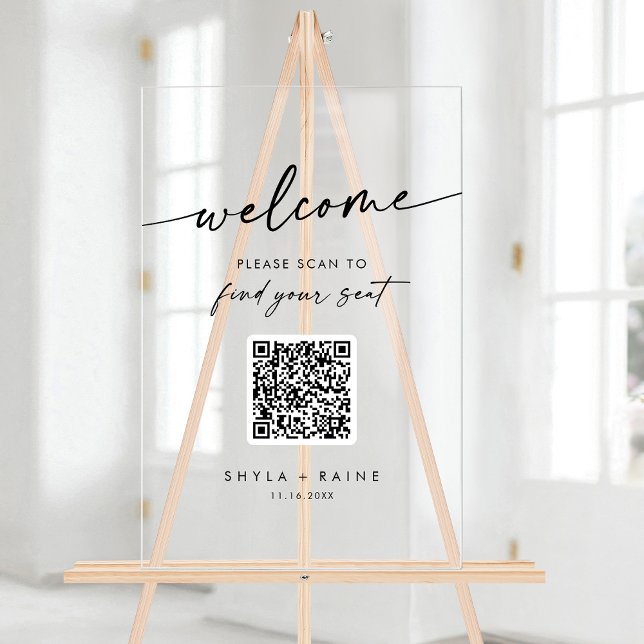 Boho Clear QR Code Acrylic Wedding Seating Chart (Boho Clear QR Code Acrylic Wedding Seating Chart)