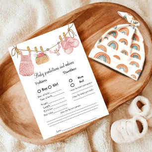 Boho Clothes baby prediction Baby Shower game Card