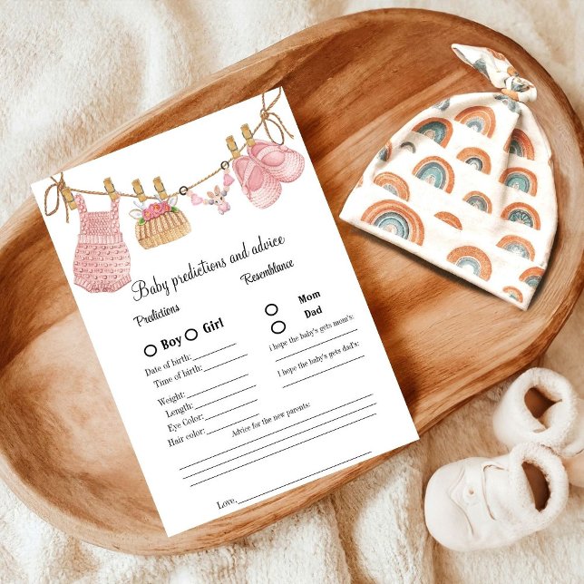 Boho Clothes baby prediction Baby Shower game Card (Creator Uploaded)