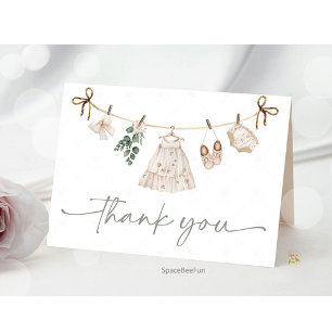 Boho Clothes Baby Shower Thank You Card