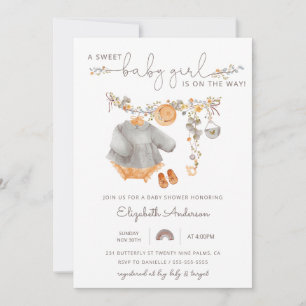 Boho Clothes Girl Baby Shower Invitation