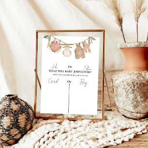 Boho Clothes He or She What Will Baby Be Sign, Poster