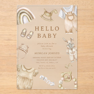 Boho Clothes Nursery Baby Shower Acrylic Invitations