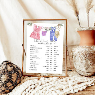 Boho Clothes Old WIves Tales Baby shower Game  Pos Poster