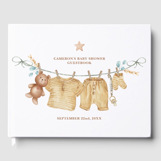 Boho Clothesline Baby Shower Guestbook (Front)