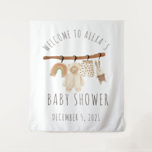 Boho Clothesline Baby Shower Welcome Sign Tapestry