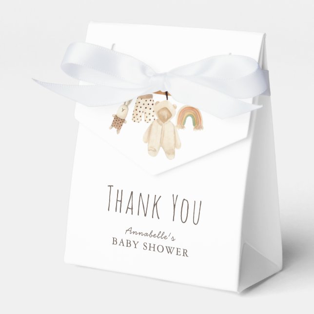 Boho Clothesline Gender Neutral Baby Shower Favour Box (Front Side)