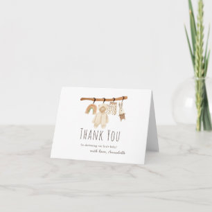 Boho Clothesline Gender-Neutral Baby Shower Thank You Card