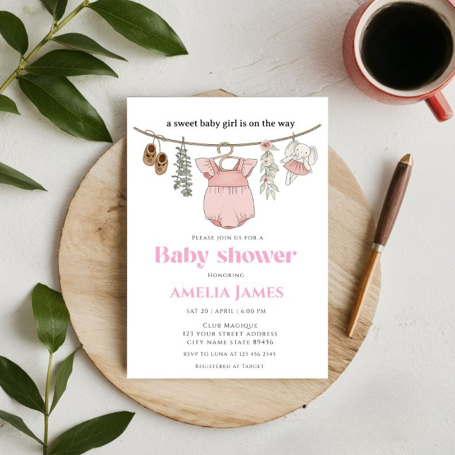  Boho Clothesline  Girl Baby Clothes  Baby Shower  Invitation (Creator Uploaded)