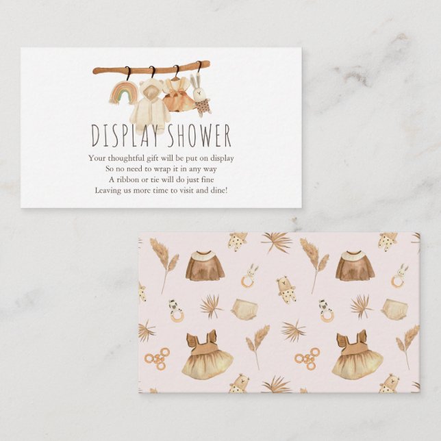 Boho Clothesline Girl Display Shower Enclosure Card (Front/Back)