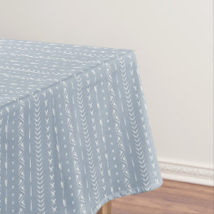 Boho Coastal Arrow Stripe Geometric Dusty Blue Tablecloth