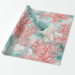 Boho Coastal Seashell Pattern Wrapping Paper