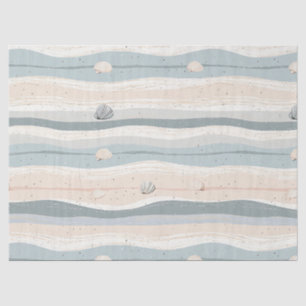 Boho Coastal Seashell Wave Pattern Tissue Paper