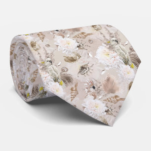 Boho Cockatoo Floral Men's Tie