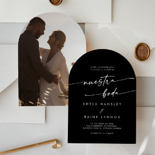 Boho COLOR EDITABLE Photo Arch Spanish Wedding Invitation